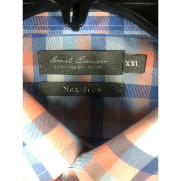 Daniel Cremieux Men's 2XL Blue Orange Check Short Sleeve Button Shirt Casual A55 - Picture 2 of 4